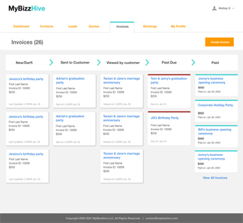 MyBizzHive’s business invoices management software to manage all invoices in one place